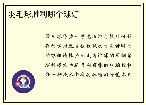 羽毛球胜利哪个球好
